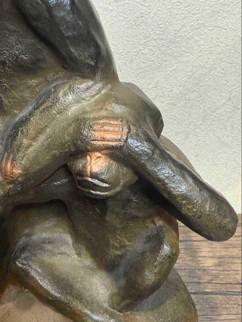 【送料込み】見猿聞か猿言わ猿　置物　モンキー　金属製　オブジェ