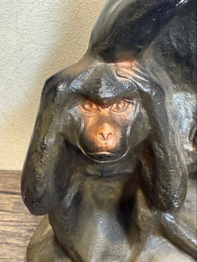 【送料込み】見猿聞か猿言わ猿　置物　モンキー　金属製　オブジェ