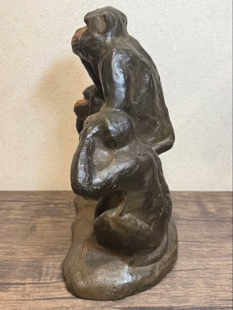 【送料込み】見猿聞か猿言わ猿　置物　モンキー　金属製　オブジェ