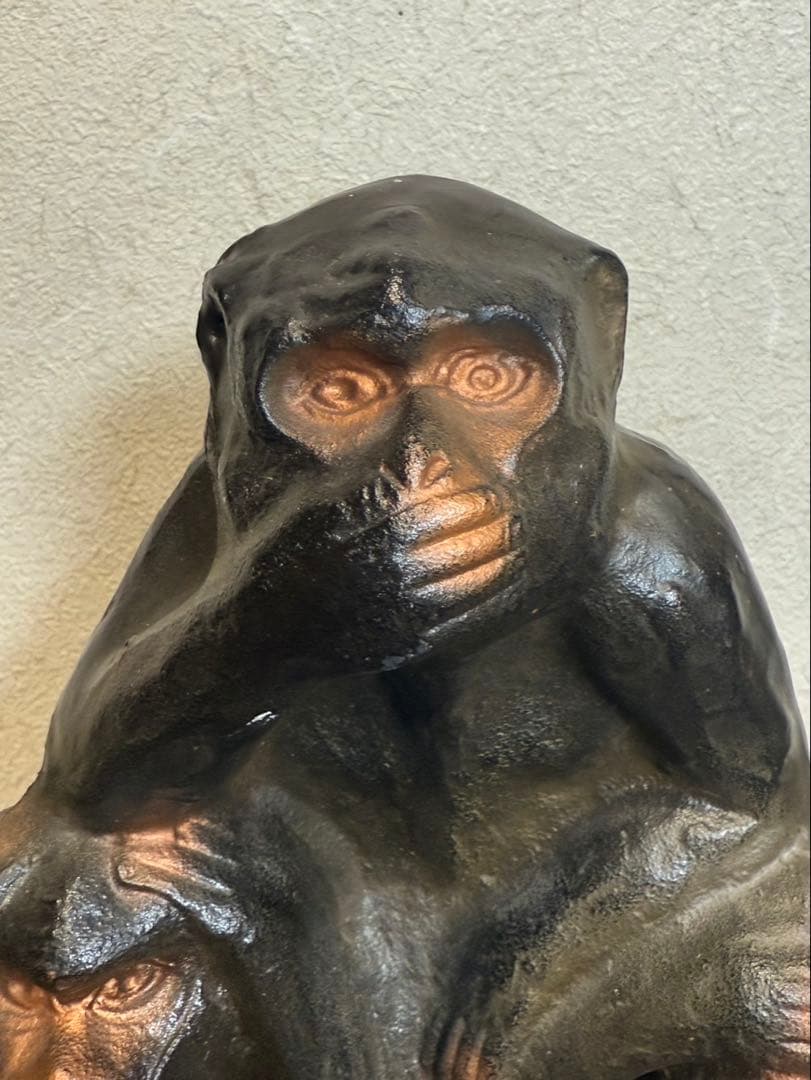 【送料込み】見猿聞か猿言わ猿　置物　モンキー　金属製　オブジェ