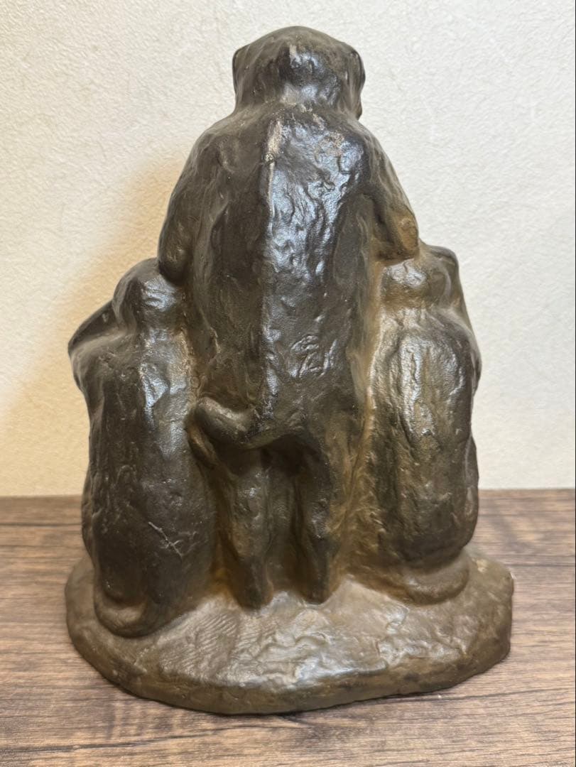 【送料込み】見猿聞か猿言わ猿　置物　モンキー　金属製　オブジェ