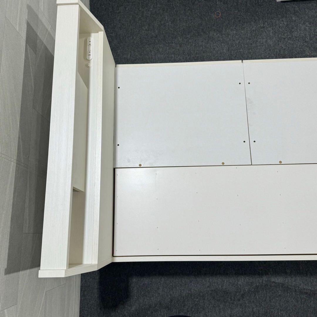 ニトリ シングル ベッドフレーム 収納付き フレームのみ 白 d3772