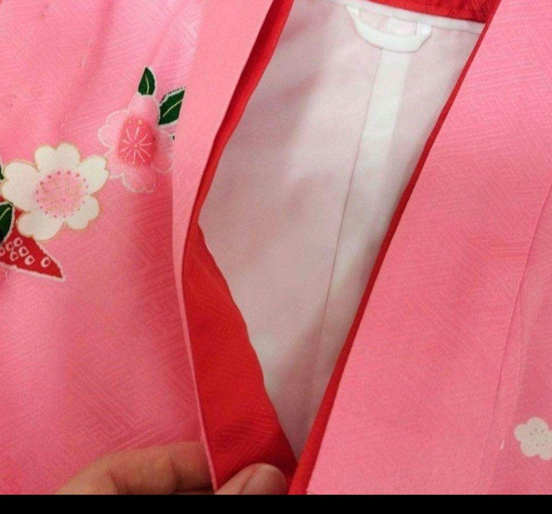 絹100 七五三用　 ピンク花柄着物セット