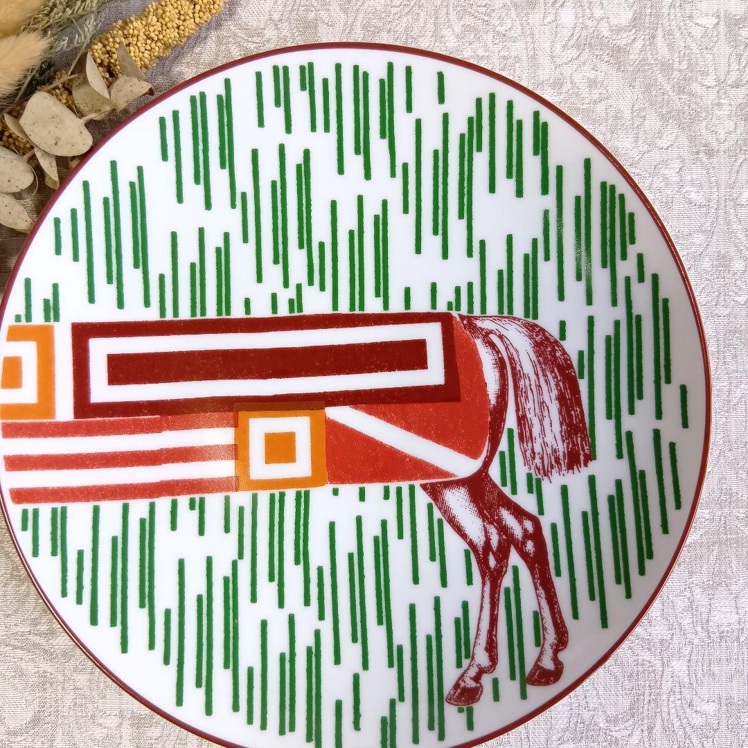 エルメス HERMES イポモビル プレート 皿 21.5cm 未使用 馬尻尾