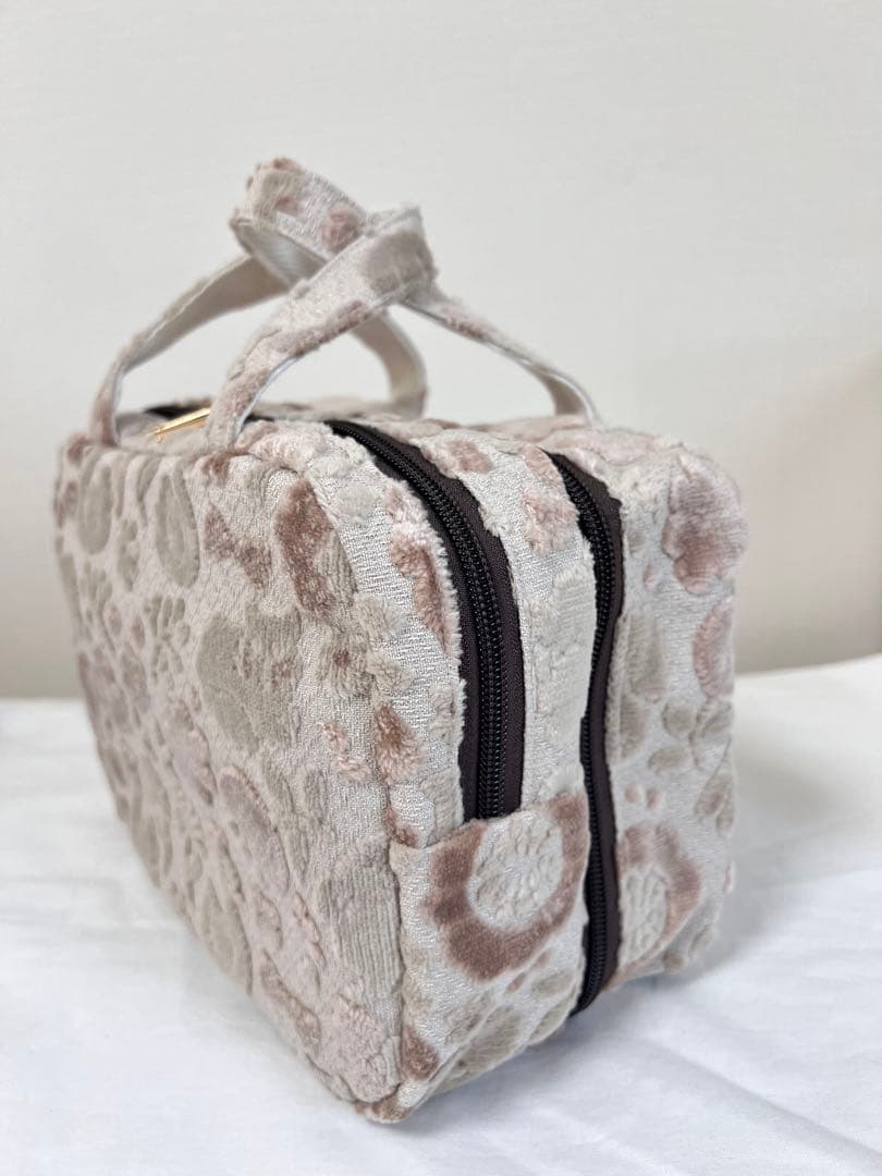 ツインポーチM もふもふノスタルジア　ミルクティ　ハンドメイド