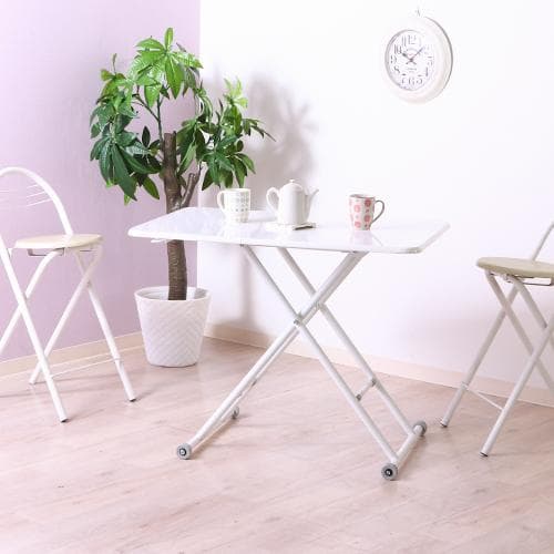 《新品・送料無料》《完成品》ガス昇降式テーブル PU 幅90cm ホワイト