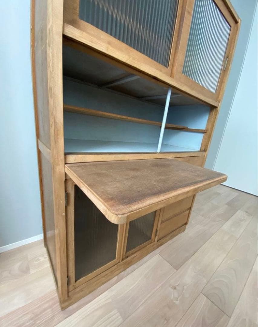 【送料込】古い木の食器棚　水屋　一点もの古家具