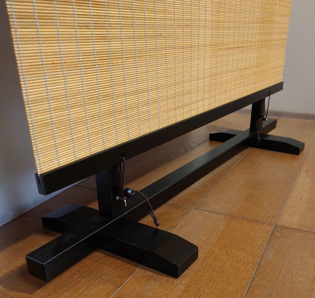 衝立間仕切りパーテーション　１枚式　木スダレ調シンプル衝立　ブラックフレーム