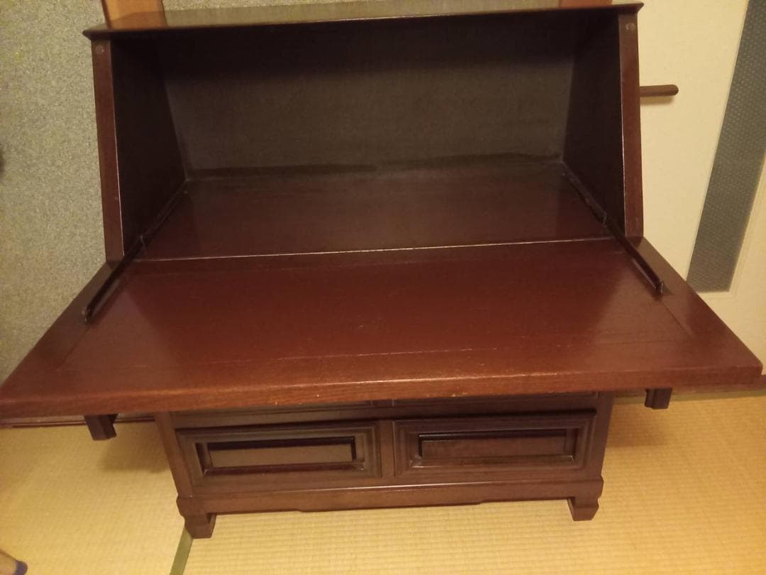 冬季モアバーゲン ：松本民芸家具調　ライティングビューロー美品（書斎・勉強机に）