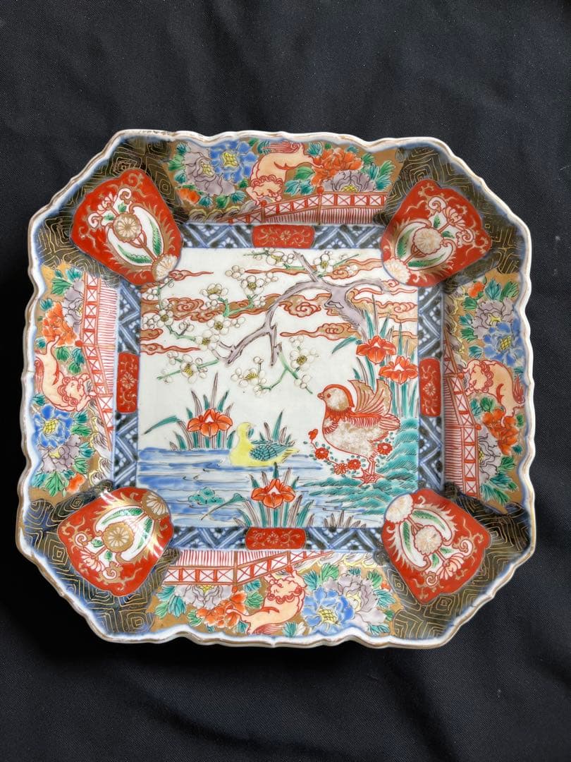 有田焼 伊万里焼 古伊万里 金彩 色絵 三ツ皿 大中小 管理A3455 大皿