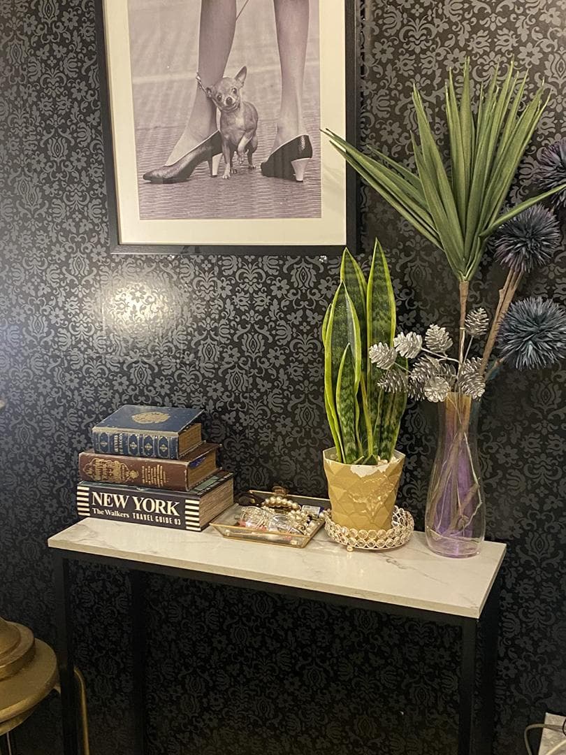 リビング 玄関 大理石調 北欧 コンソールテーブル スリム