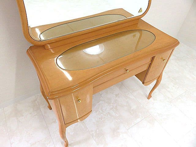 美品　IDC大塚家具　大松　最高級バーズアイメープルロココ様式ドレッサー　　姿見