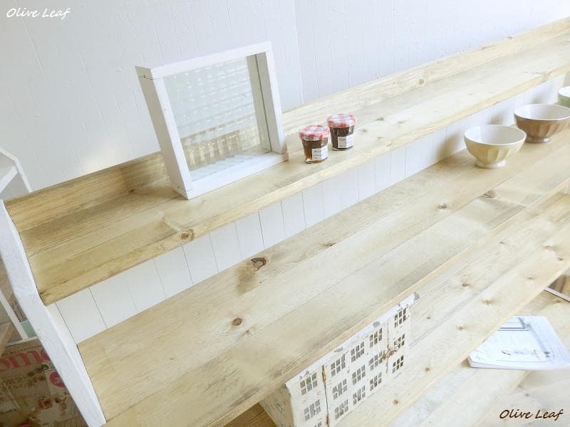 サイズ、デザインオーダー可！超ワイド4段ラック●シャビーホワイト●受注製作