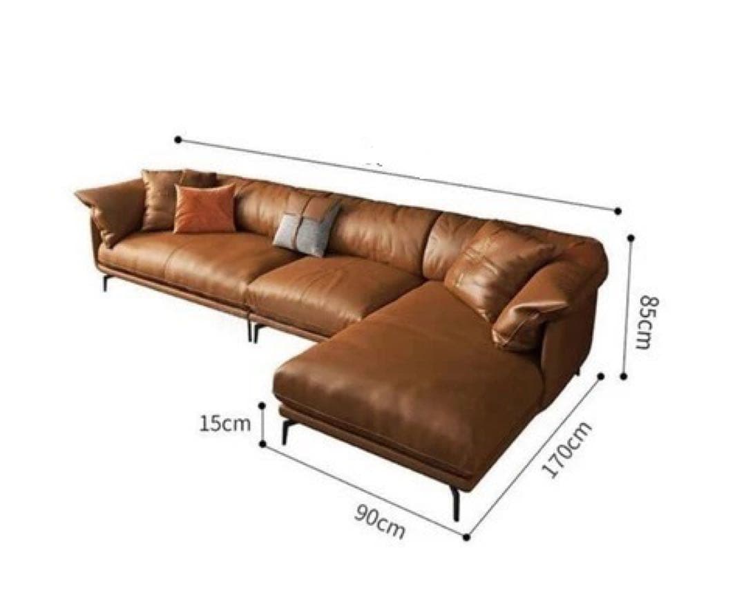 【残り2点】ラグジュアリーL字型レザーソファ 310cm｜249,000円