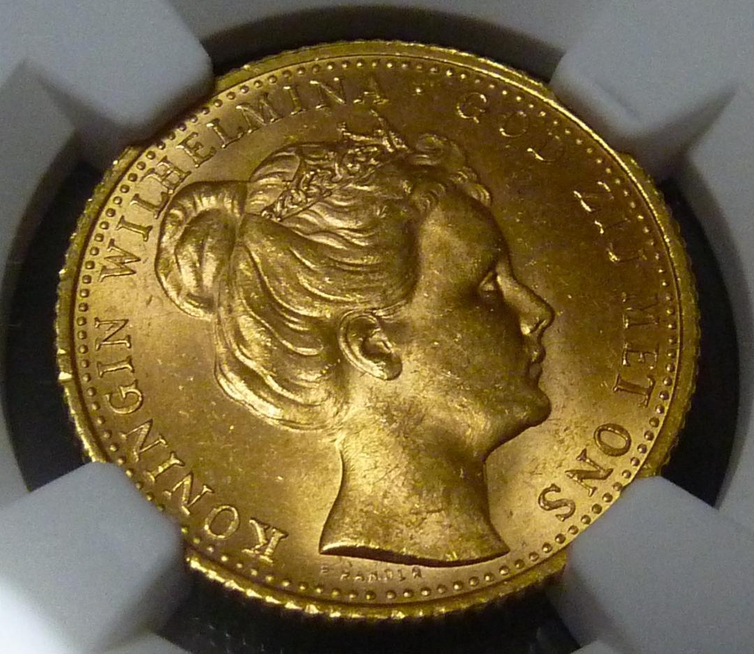 少女期《ウィルヘルミナ金貨 オランダ》1898年:高鑑定 MS64：超稀少！