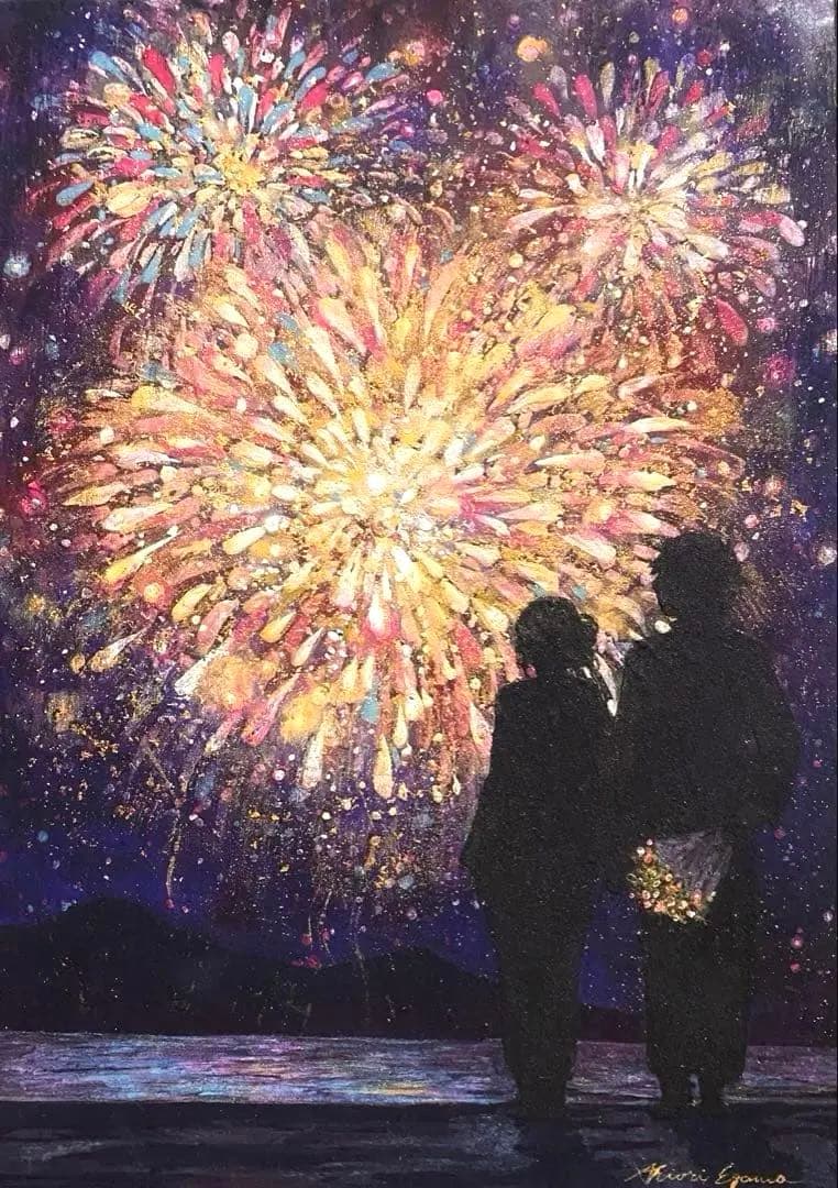 日本画 一点もの　花火／作：江川史織