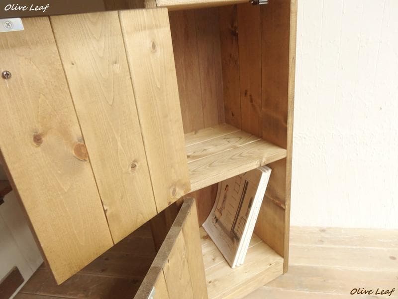 サイズ、デザインオーダー可！6段4扉スリムキャビネットナチュラルブラウン受注製作