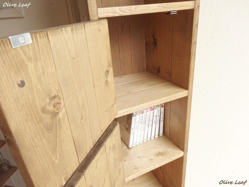 サイズ、デザインオーダー可！6段4扉スリムキャビネットナチュラルブラウン受注製作