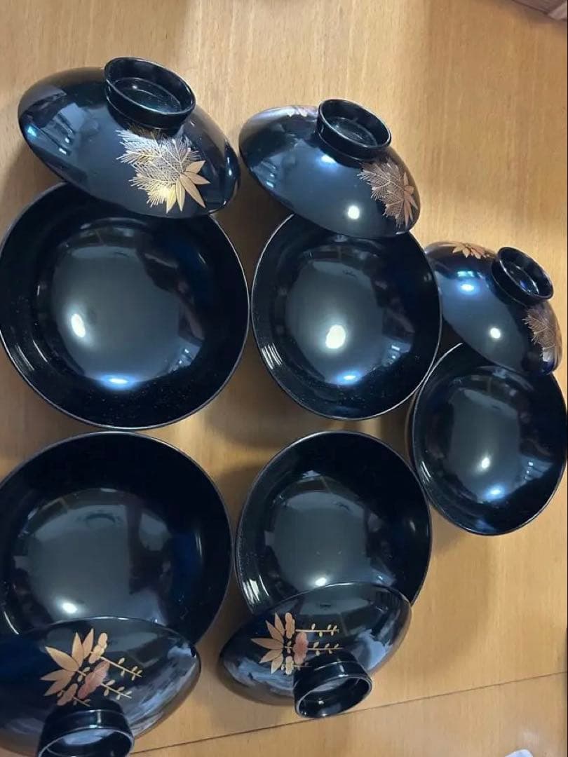 黒い蓋つき煮物椀 5個セット