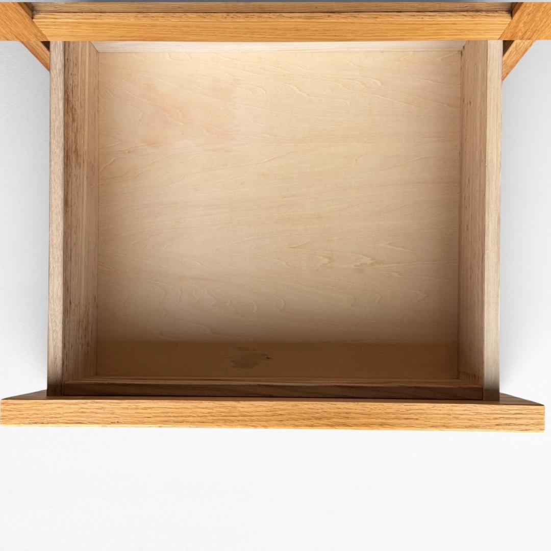 レグナテック ガラス扉　収納棚 引き出し付 無垢材 レッドオーク 幅50