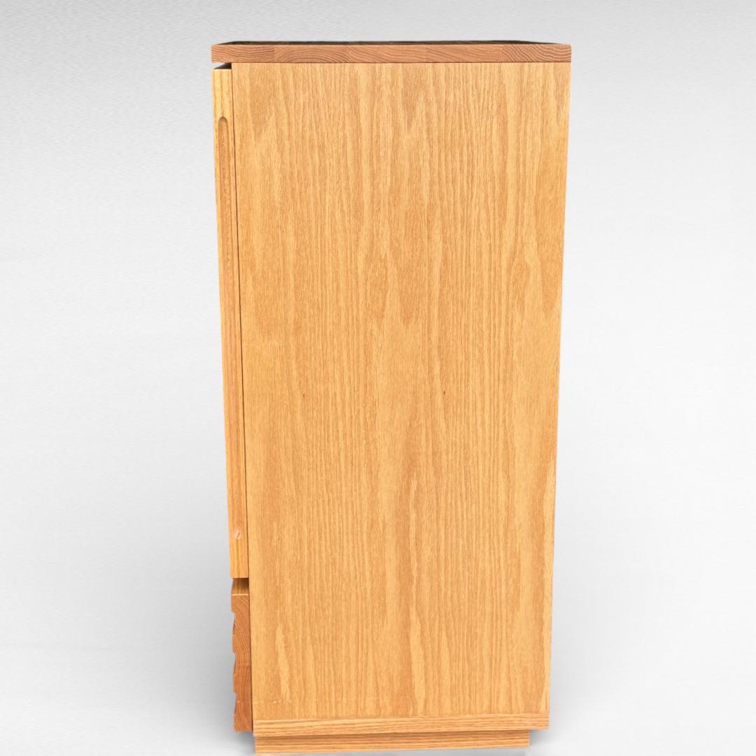 レグナテック ガラス扉　収納棚 引き出し付 無垢材 レッドオーク 幅50