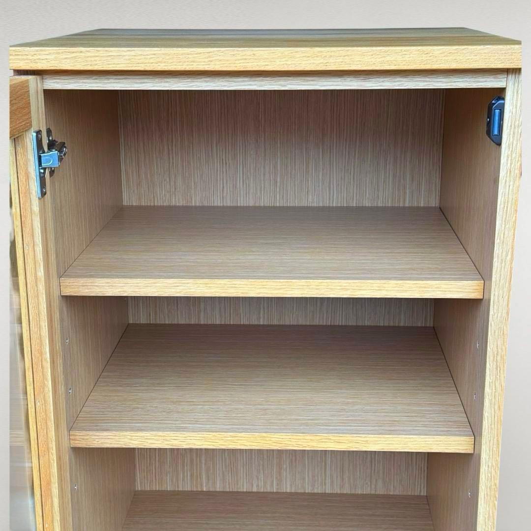 レグナテック ガラス扉　収納棚 引き出し付 無垢材 レッドオーク 幅50