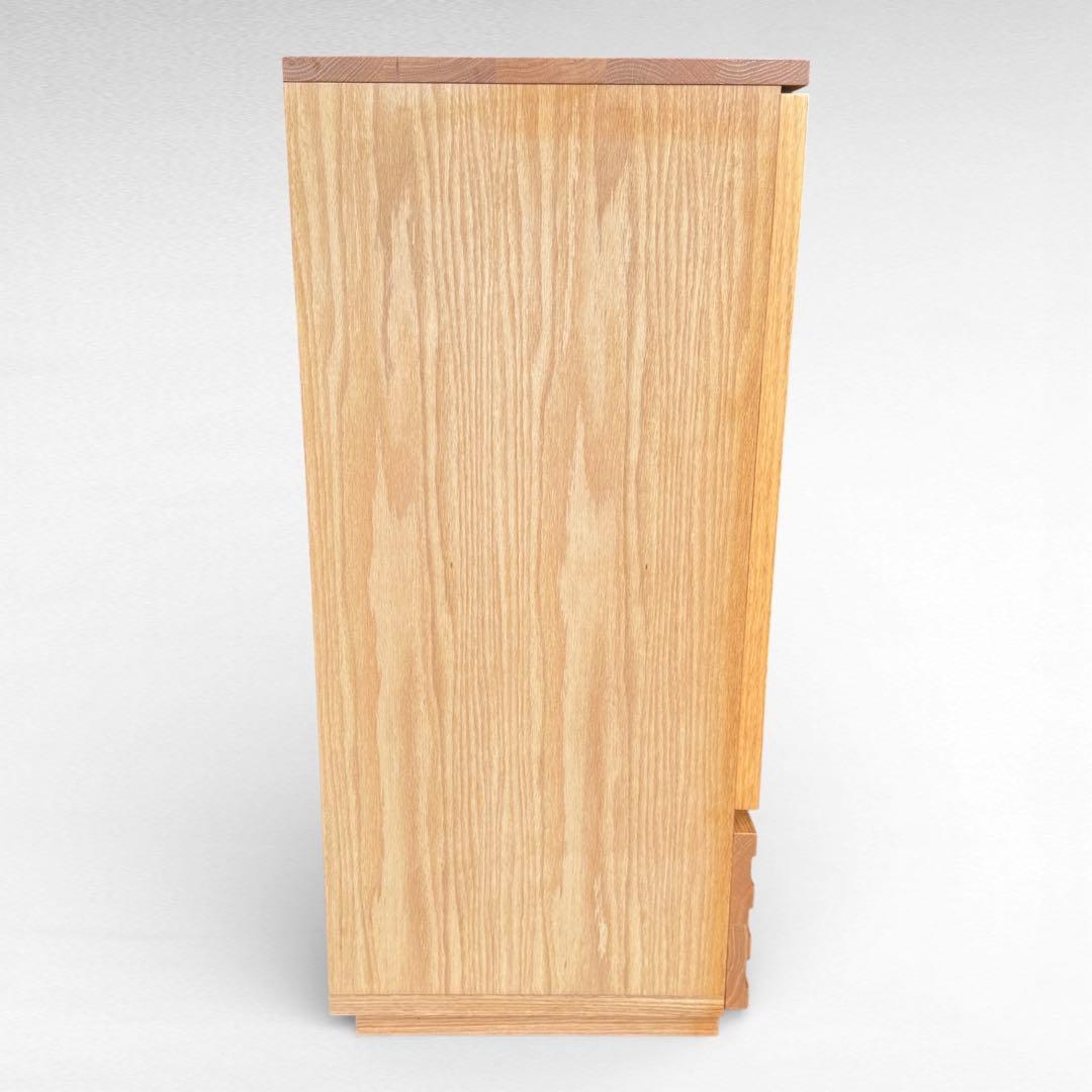 レグナテック ガラス扉　収納棚 引き出し付 無垢材 レッドオーク 幅50