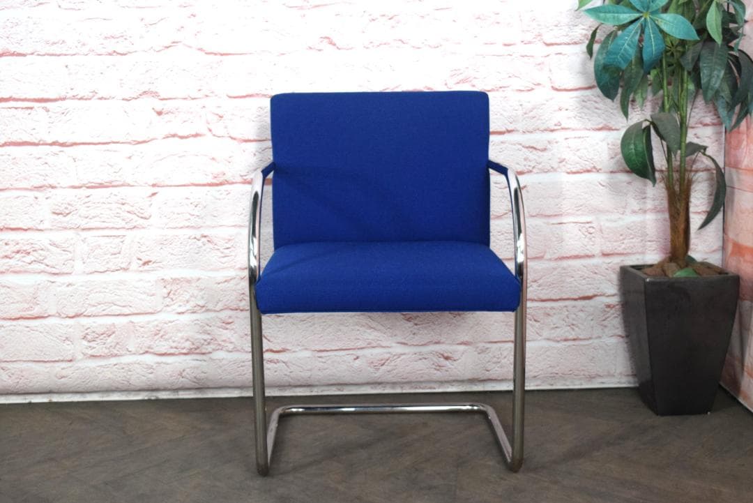 Knoll/ノル ブルーノ アームチェア チューブラー ファブリックブルー c