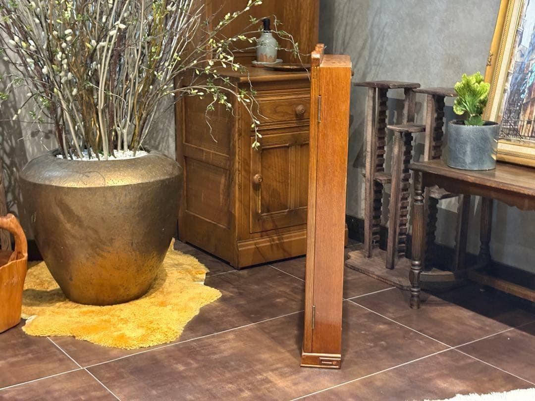 唐木 飾り棚 インテリア アンティーク ビンテージ ミラー 鏡 壁掛け　SZ