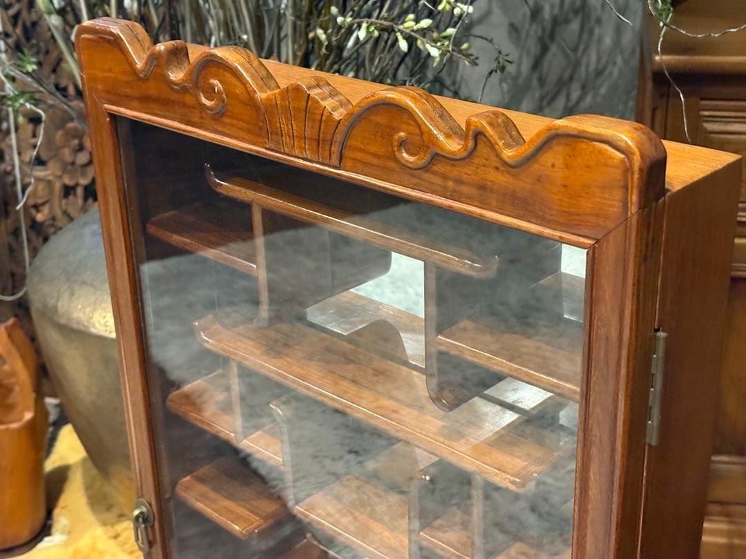 唐木 飾り棚 インテリア アンティーク ビンテージ ミラー 鏡 壁掛け　SZ