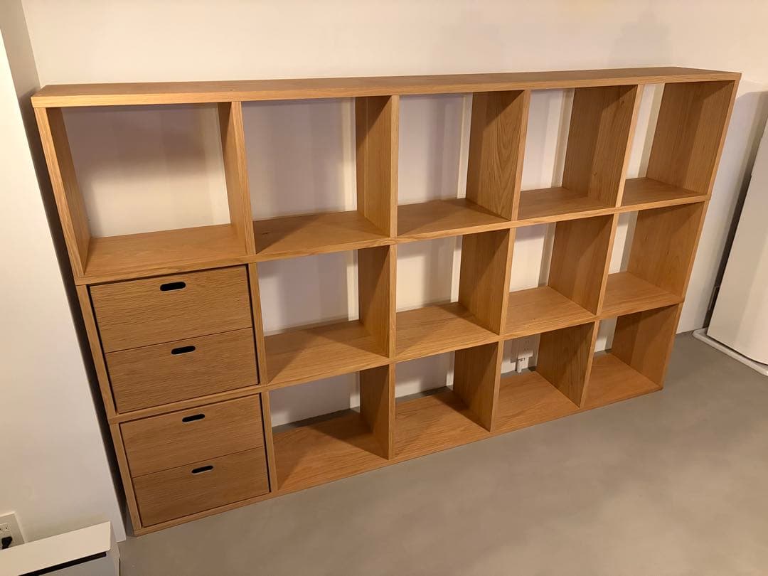 無印良品 スタッキングシェルフ オーク 5段3列（チェスト2つ付き）