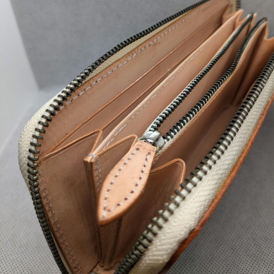 新品ハンドメイド　レザーカービング　ロングウォレット 長財布 ラウンドファスナー