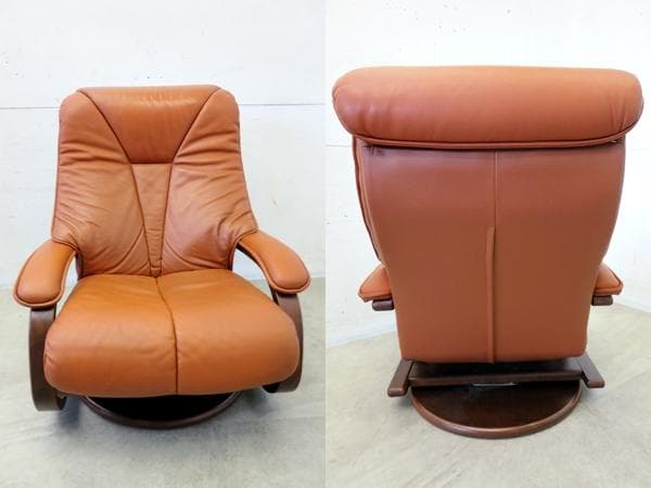 美品■本革■冨士ファニチャ■リクライナー&オットマン■1P■パーソナルチェア■