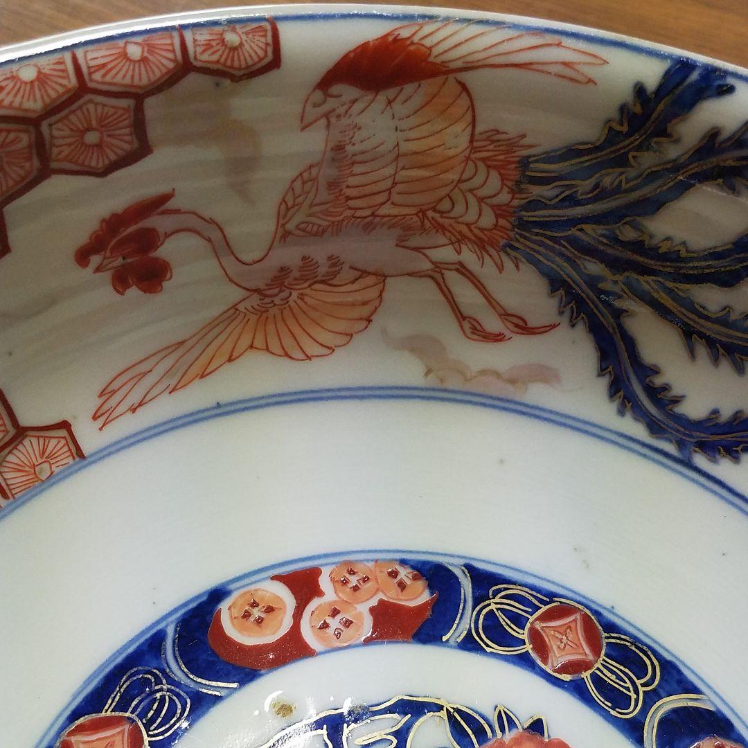 古伊万里　骨董　大鉢　染錦　富貴長春