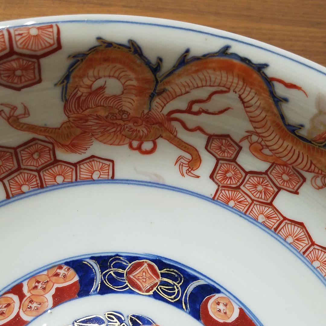 古伊万里　骨董　大鉢　染錦　富貴長春