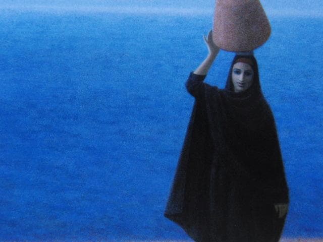 杉山寧、【水】、新品高級額 額装付、年代物・希少画集画、状態良好