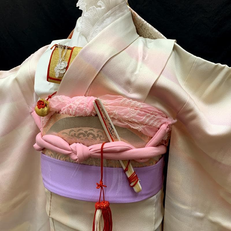 510ag67、小物類全て□七五三 七歳 女児 着物&袋帯 鳳凰 淡いパステル□