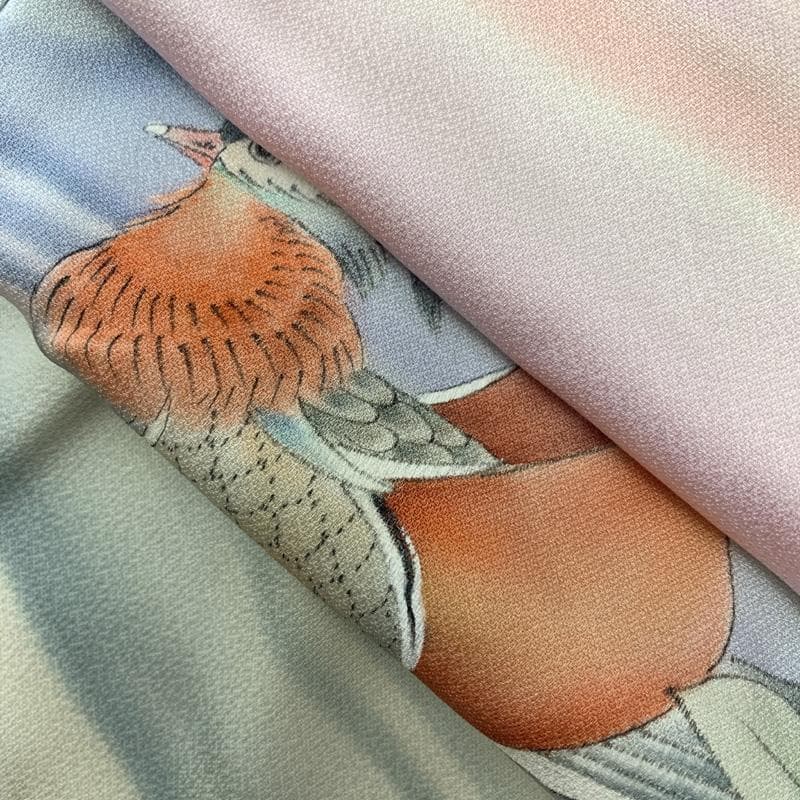 510ag67、小物類全て□七五三 七歳 女児 着物&袋帯 鳳凰 淡いパステル□