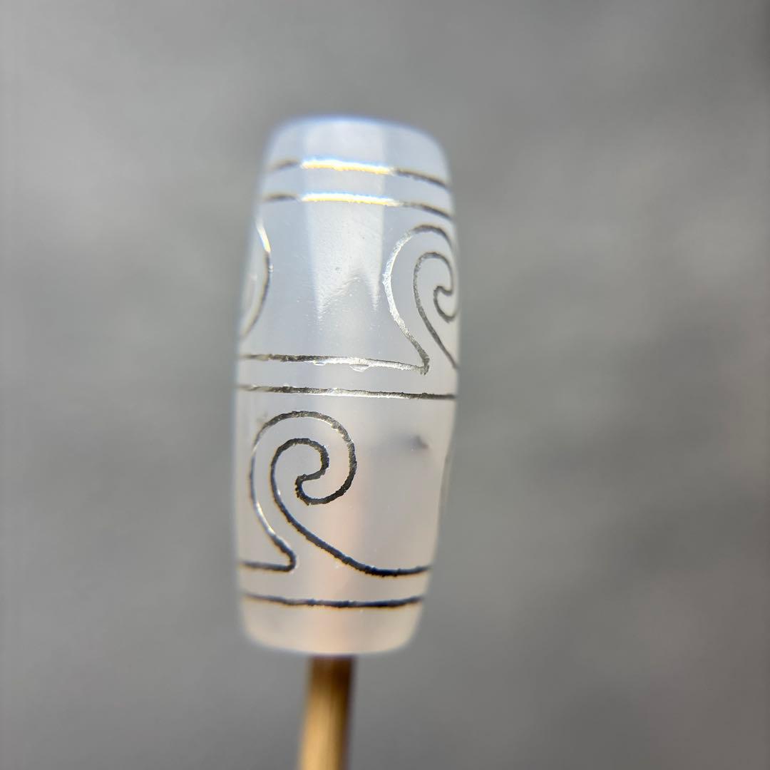 tamago玉髄　銀線白毫天珠　11-96