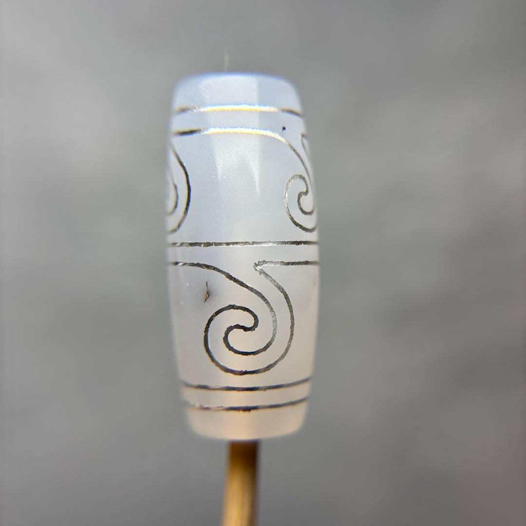 tamago玉髄　銀線白毫天珠　11-96