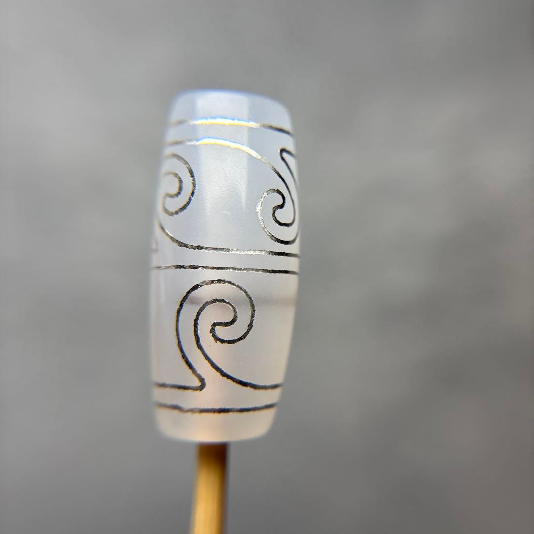 tamago玉髄　銀線白毫天珠　11-96