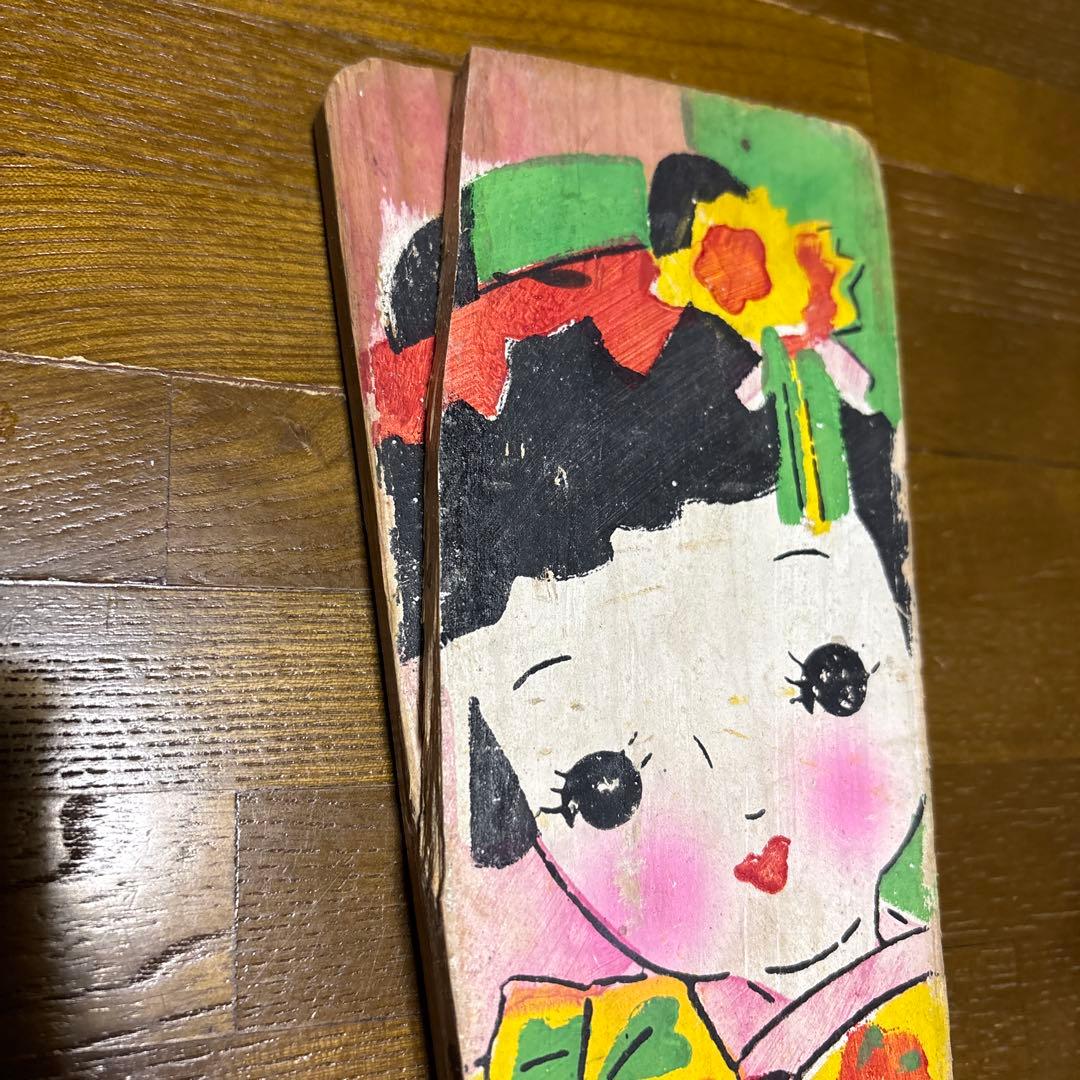 昭和初期超レア　実用羽子板　欠損、落書き有り