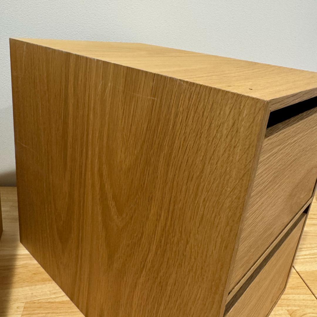 無印良品・木製収納ケース・引出式・２段・オーク材　2個セット（A）