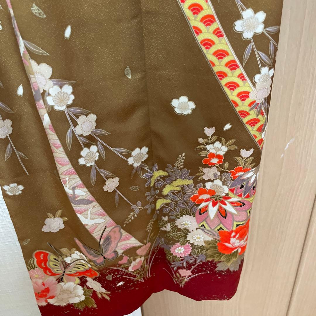 四ツ身 七五三 七歳お祝い着 襦袢付き 古典柄 着物7歳　十三詣り