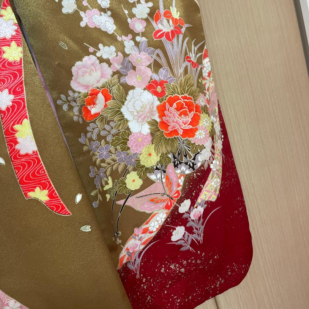 四ツ身 七五三 七歳お祝い着 襦袢付き 古典柄 着物7歳　十三詣り