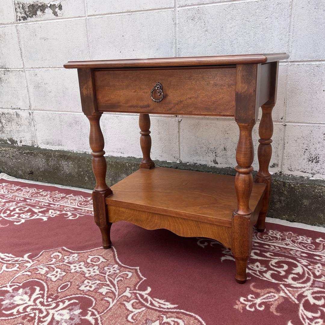 古家具ビンテージ品◾️引き出し付き 飾り棚 ディスプレイ棚 電話台 木製家具