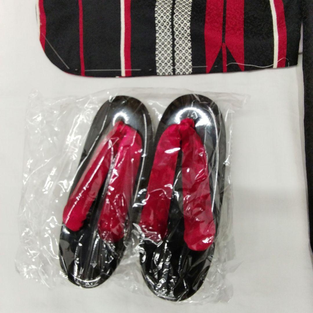 七五三♡着物　フルセット　矢羽根　黒　赤　3歳　皮布着　　♯3710