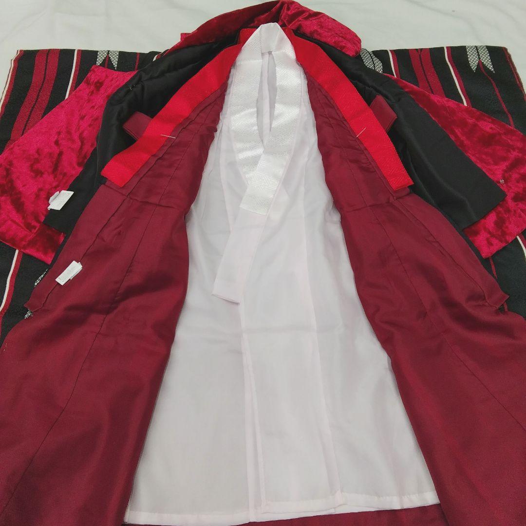 七五三♡着物　フルセット　矢羽根　黒　赤　3歳　皮布着　　♯3710