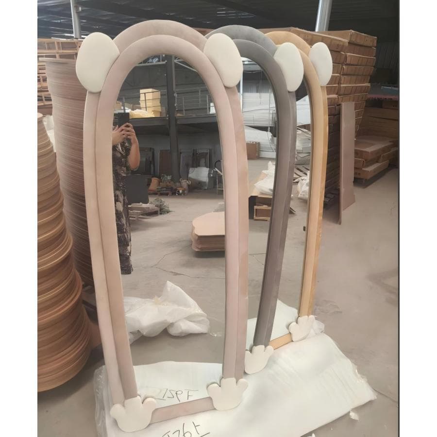 大特価セール全身鏡 韓国風 可愛い 160x60 ビロードフレーム 浅茶色06