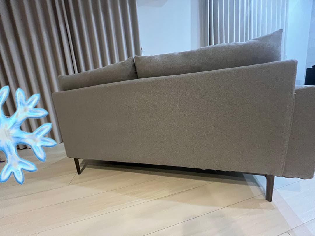 ソファ　グレー　モダン2人掛けソファ　左カウチ